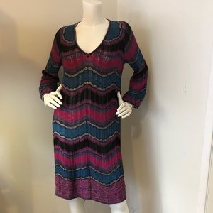 M Missoni long sleeve classic chevron knit dress